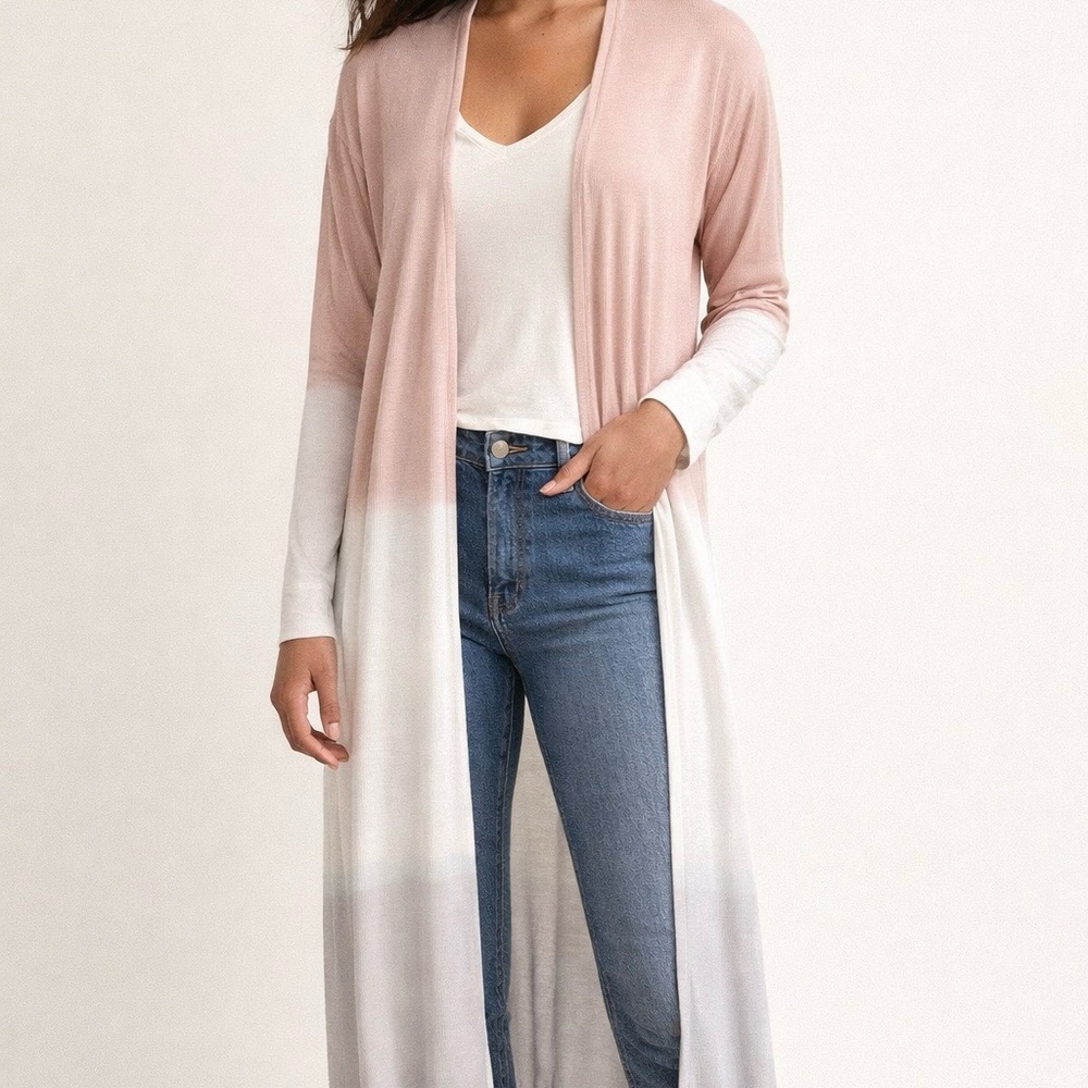 Maronie by Anthropologie duster-length tie-dye (or ombré) cardigan